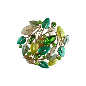 Magnetic Brooch - Green Leaves