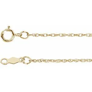 14K Yellow 1 mm Rope 7" Chain