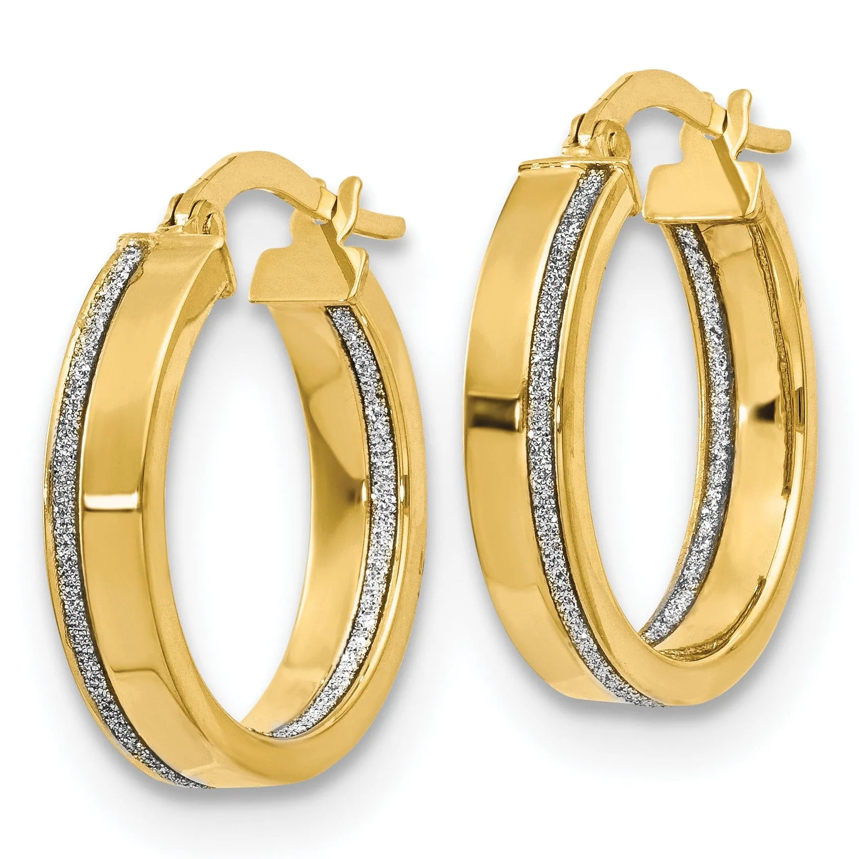 14k Yellow Gold Glimmer Infused Hoop Earrings