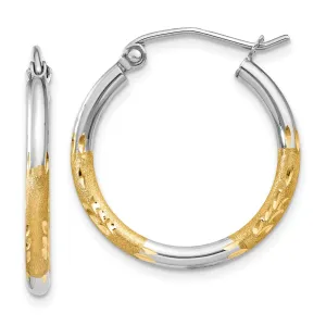 14k Yellow Gold Rhodium 2MM Satin D.C Hoop Earring