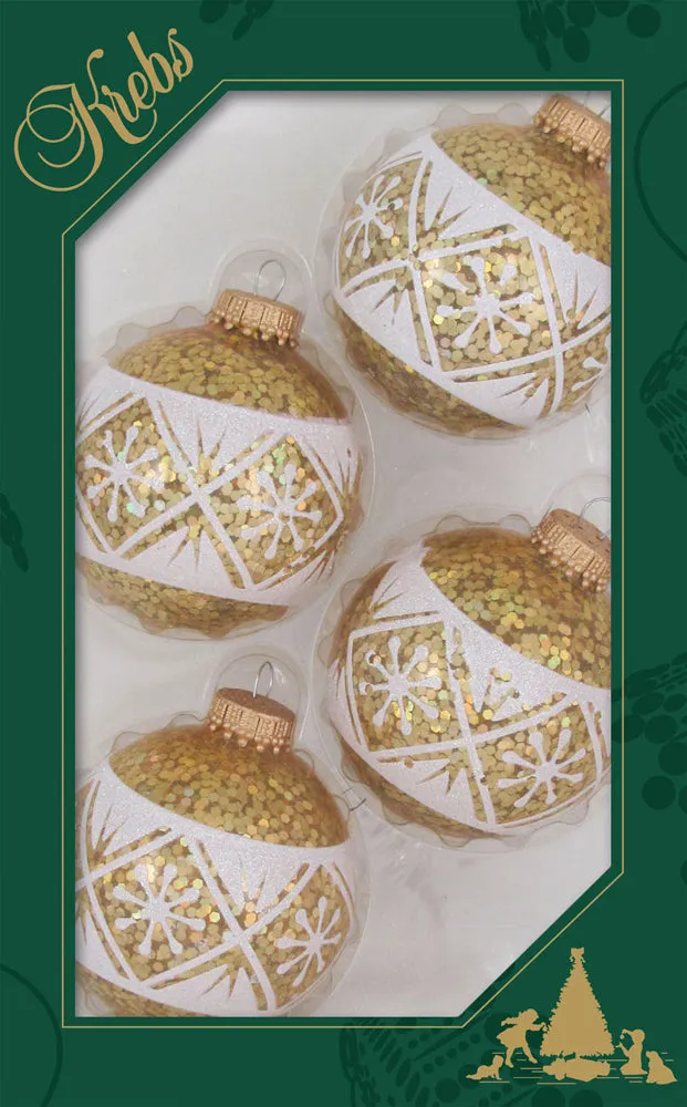 2 5/8" (67mm) Designer Decorated Boxed Glass Christmas Ornaments