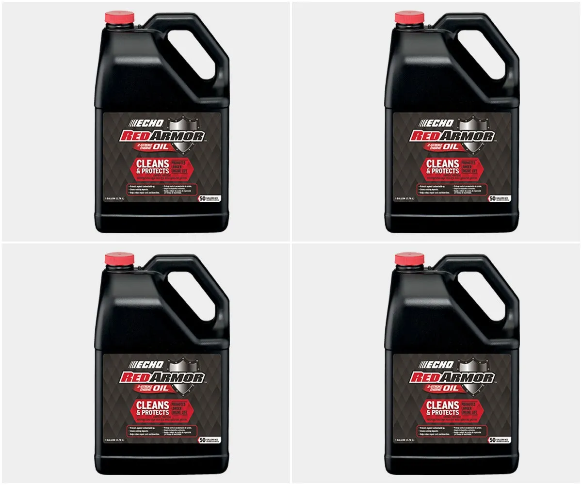 (4 Pack) 1 Gallon makes 50 Gallon Mix ECHO Red Armor 2-Cycle Oil 6550050