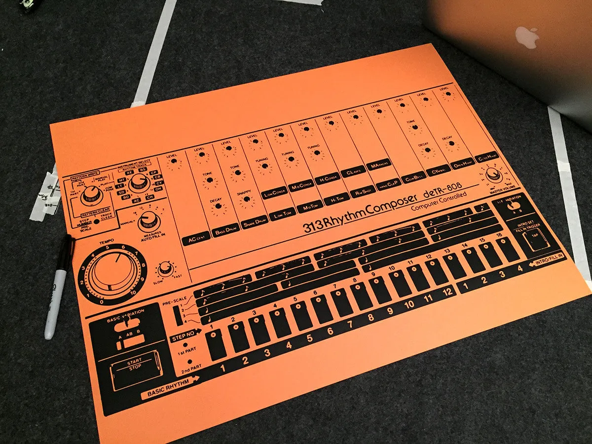 808 Art Print, Vintage Drum Machine Poster