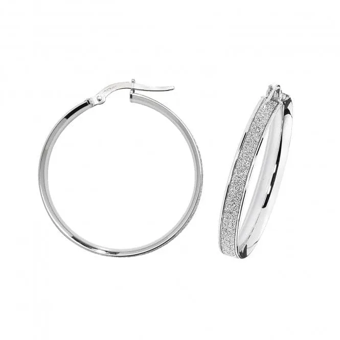 9ct White Gold Oval Hoop Earrings ER1023W