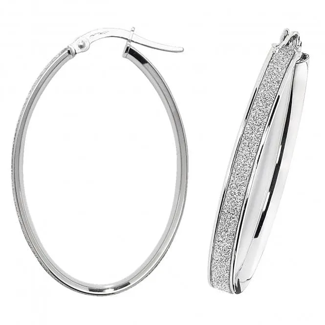 9ct White Gold Oval Hoop Earrings ER1023W