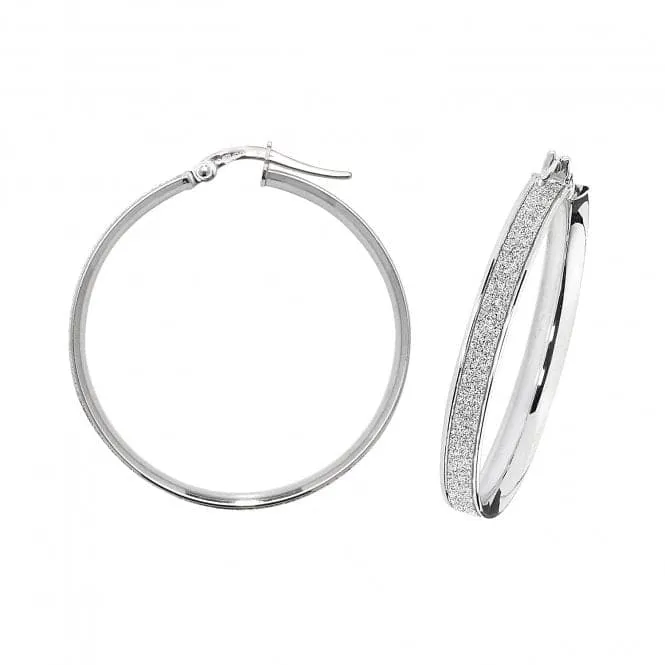 9ct White Gold Oval Hoop Earrings ER1023W