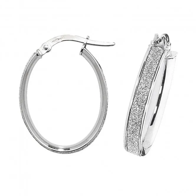 9ct White Gold Oval Hoop Earrings ER1023W