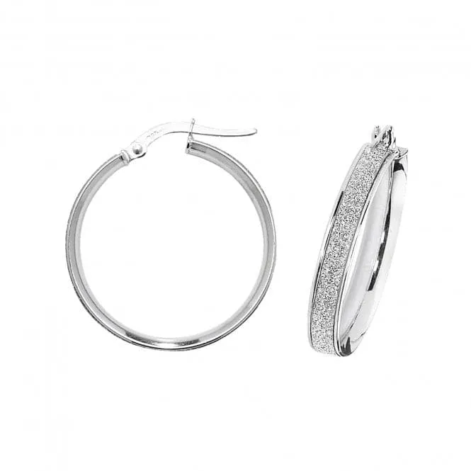 9ct White Gold Oval Hoop Earrings ER1023W