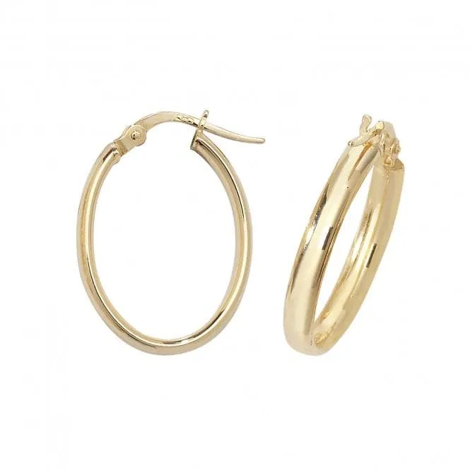 9ct Yellow Gold Oval Hoop Earrings ER957