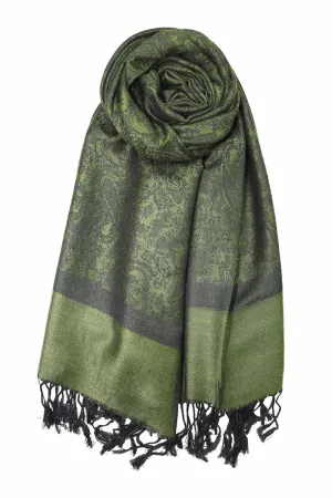 Achillea Dark Green Jacquard Pashmina Scarf