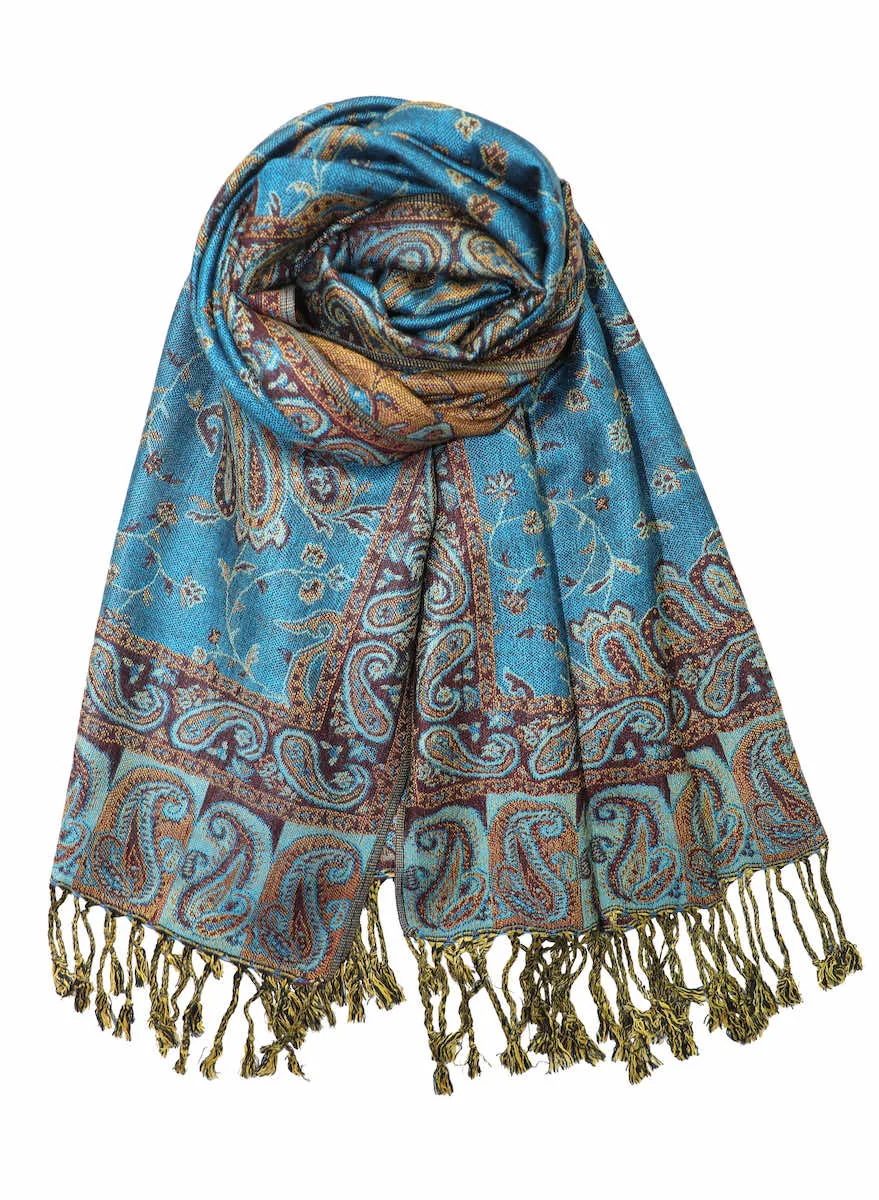 Achillea Soft Silky Reversible Paisley Pashmina Shawl Wrap Scarf