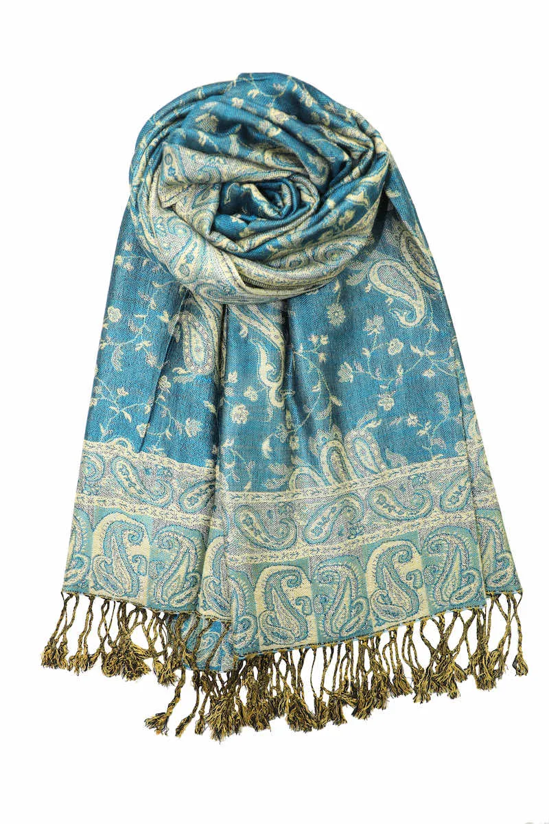 Achillea Soft Silky Reversible Paisley Pashmina Shawl Wrap Scarf