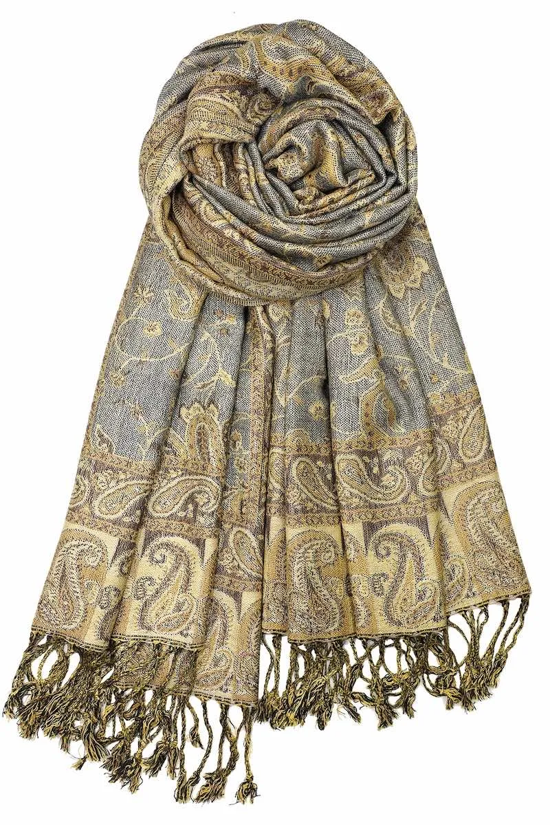 Achillea Soft Silky Reversible Paisley Pashmina Shawl Wrap Scarf