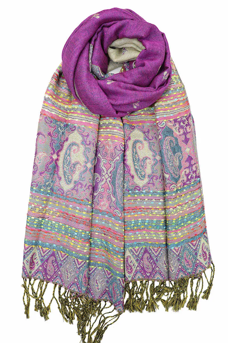 Achillea Violet Bohemian Pashmina Shawl