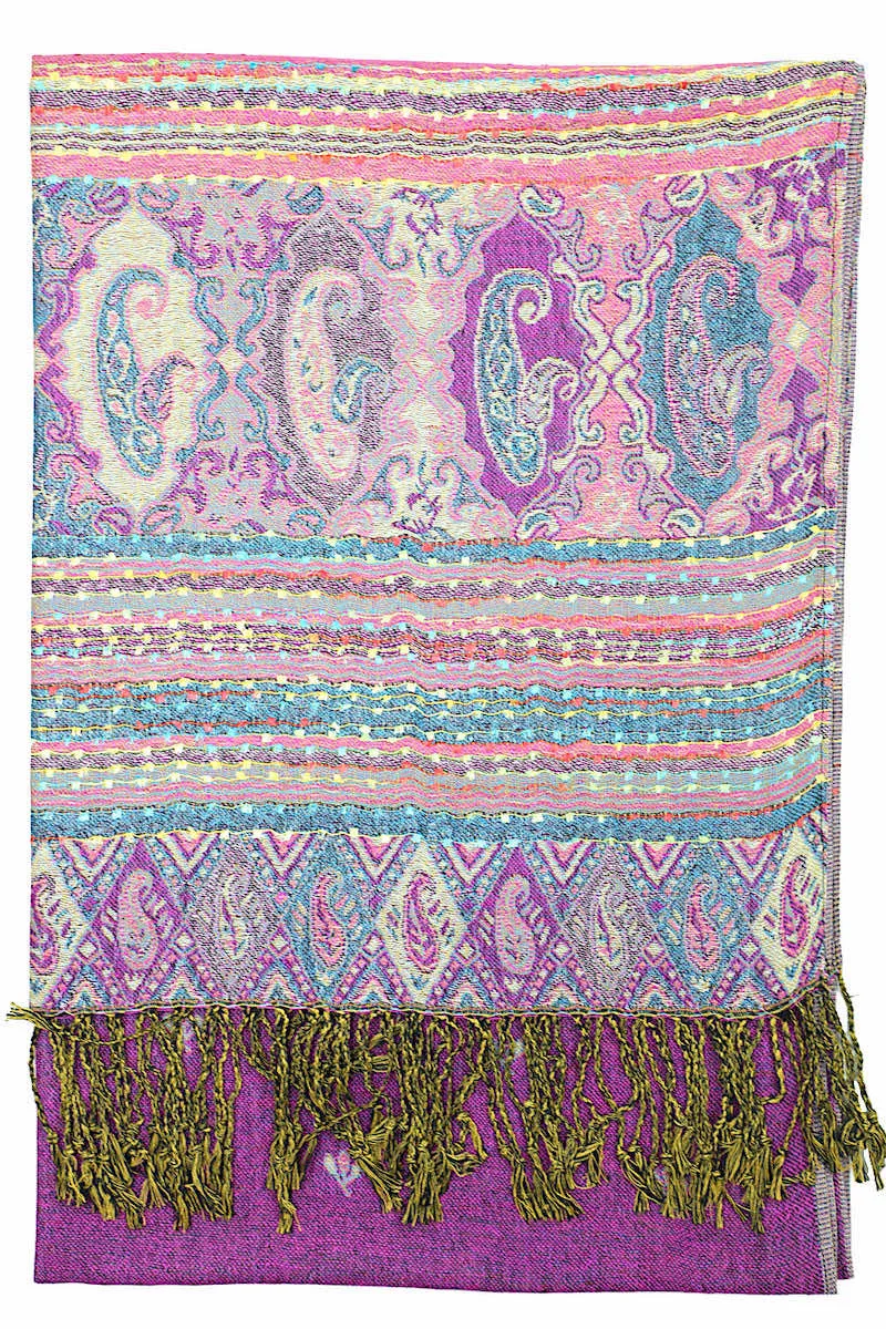 Achillea Violet Bohemian Pashmina Shawl