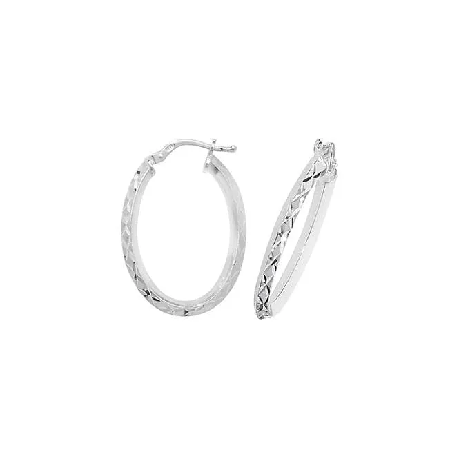 Acotis Silver Hoop Earrings Dia Cut Oval G51072-V3