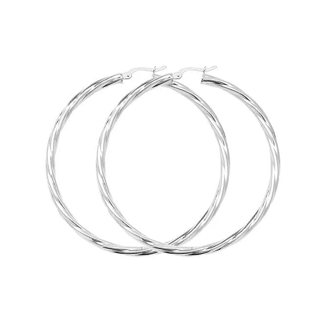 Acotis Silver Hoop EarringsTwisted G5105