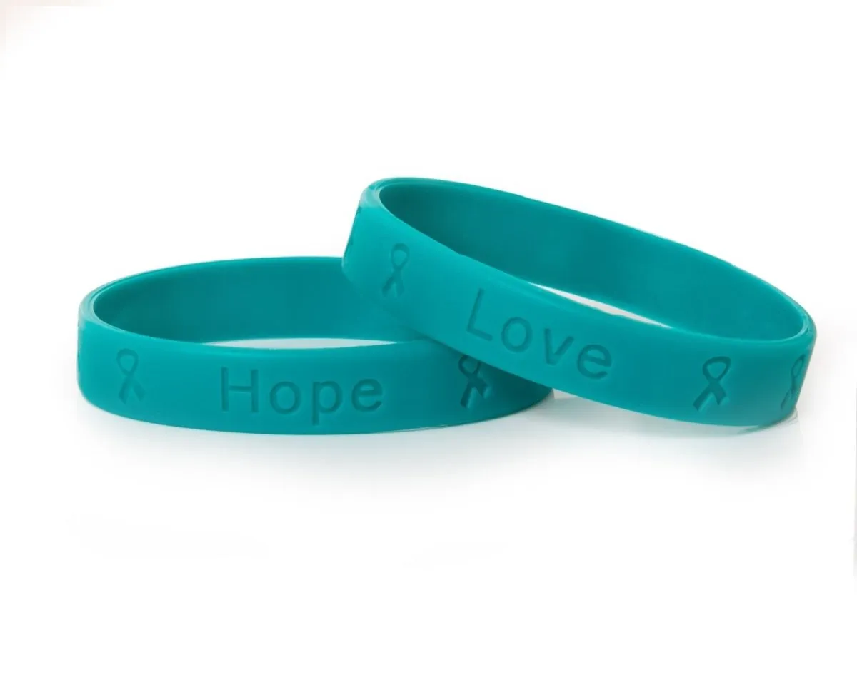 Adult Teal Awareness Silicone Bracelet Wristbands