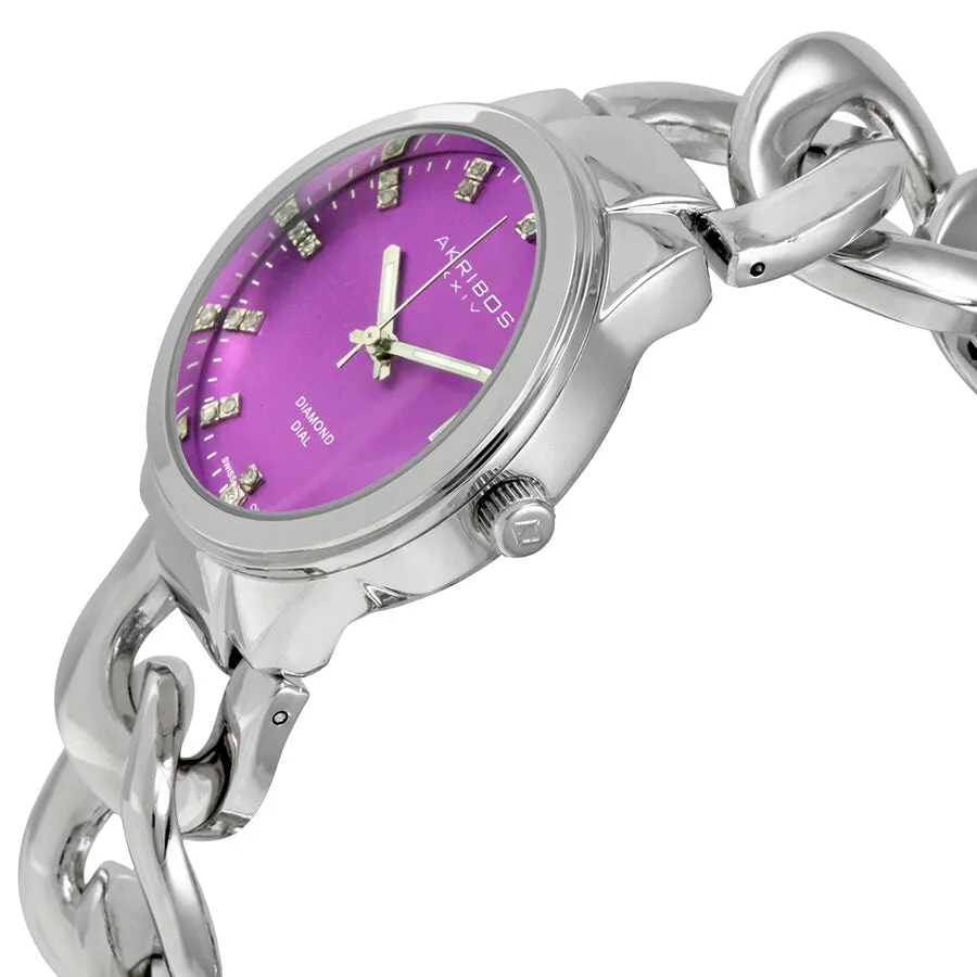 Akribos Xxiv Purple Dial Silver-tone Base Metal Ladies Watch AK759SSPU