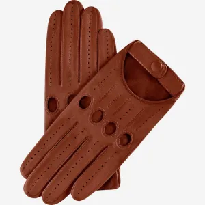 Alessa (cognac) - classic Italian lambskin leather driving gloves