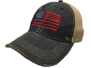 American Flag USA Retro Brand Mesh Adjustable Snapback Trucker Hat Cap