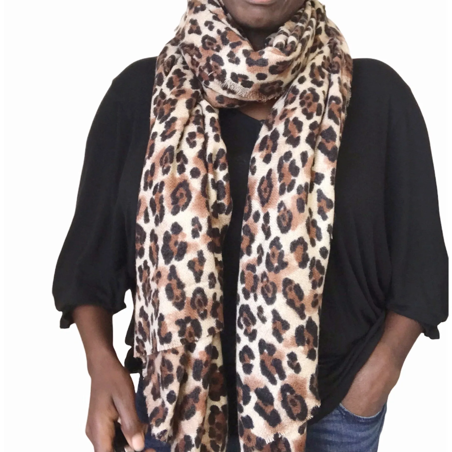 animal leopard print winter warm  blanket scarf shawl light color