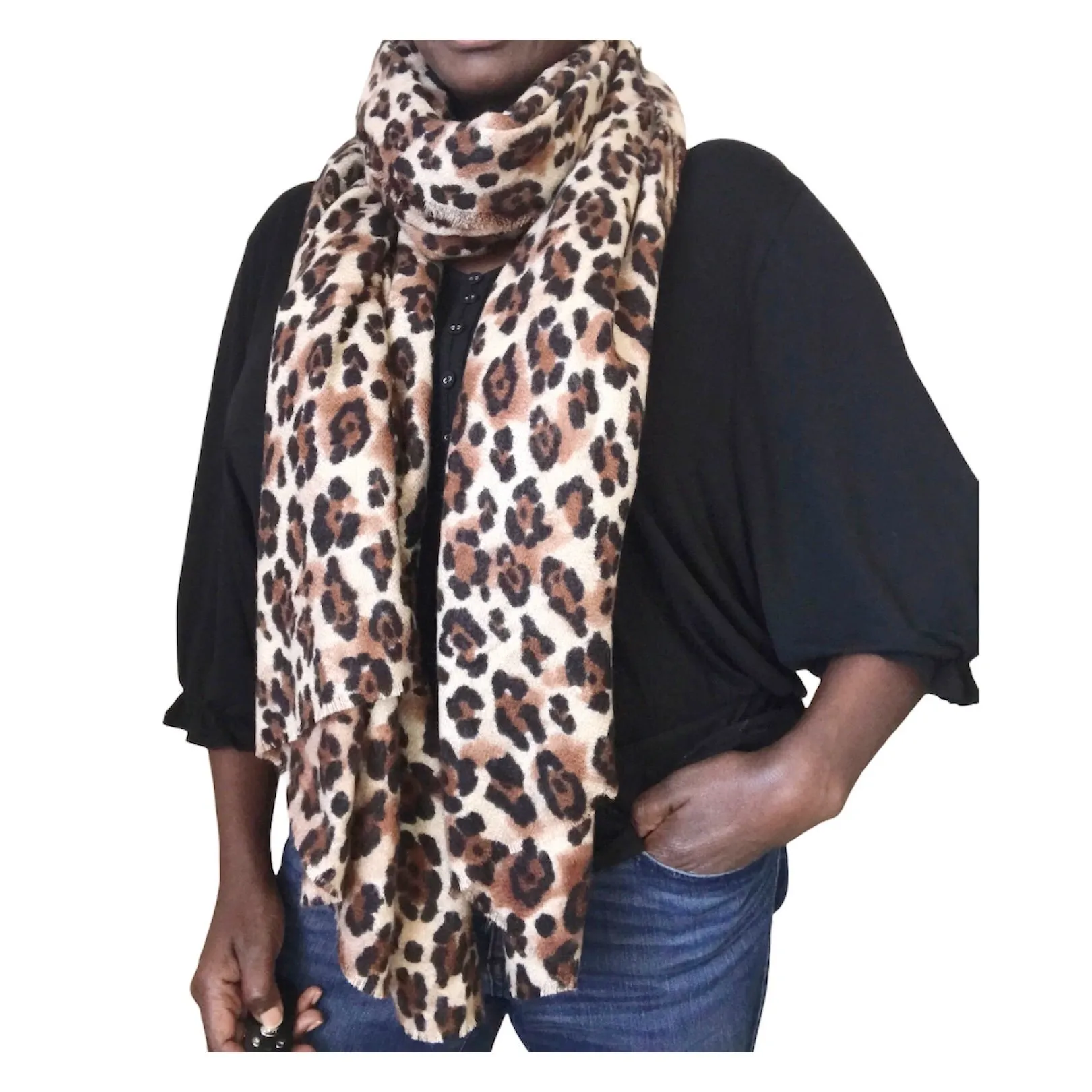 animal leopard print winter warm  blanket scarf shawl light color