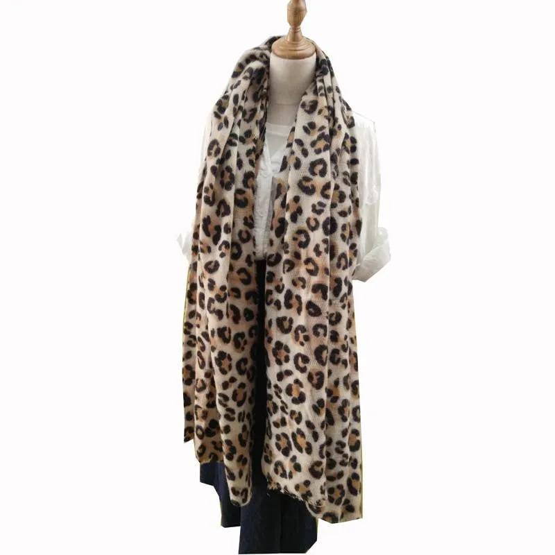 animal leopard print winter warm  blanket scarf shawl light color