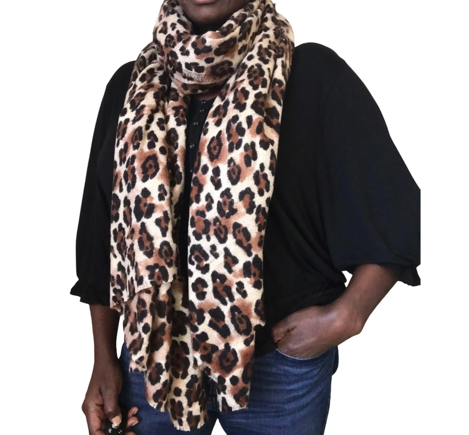 animal leopard print winter warm  blanket scarf shawl light color