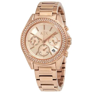 Armani Exchange Chronograph Quartz Crystal Rose Gold Dial Ladies Watch AX5652