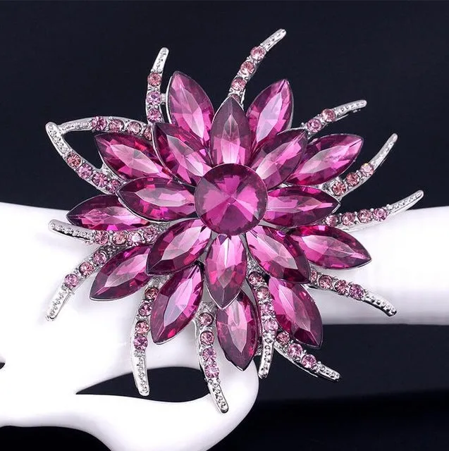 Austrian Crystal Brooch Pins For Women Top Quality Flower Broches Jewelry Fashion Wedding Party Invitation Bijoux Broche Femme