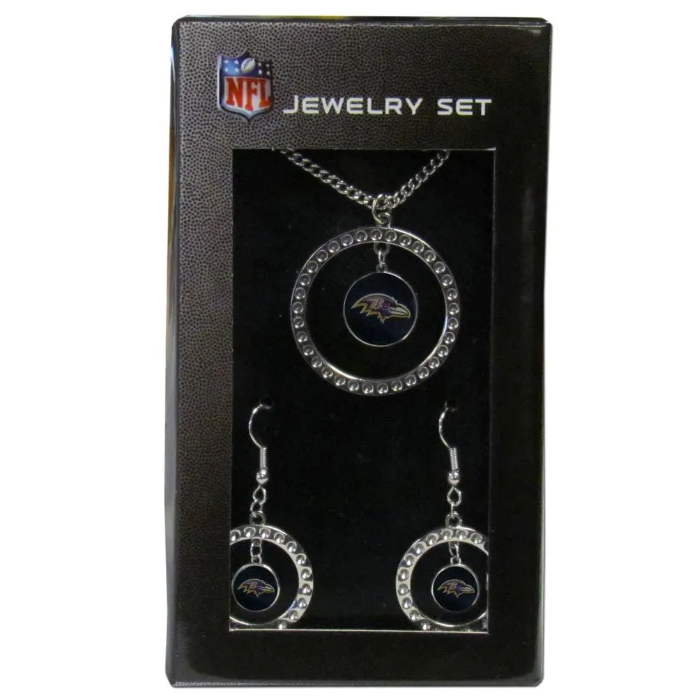 Baltimore Ravens Rhinestone Hoop Jewelry Set