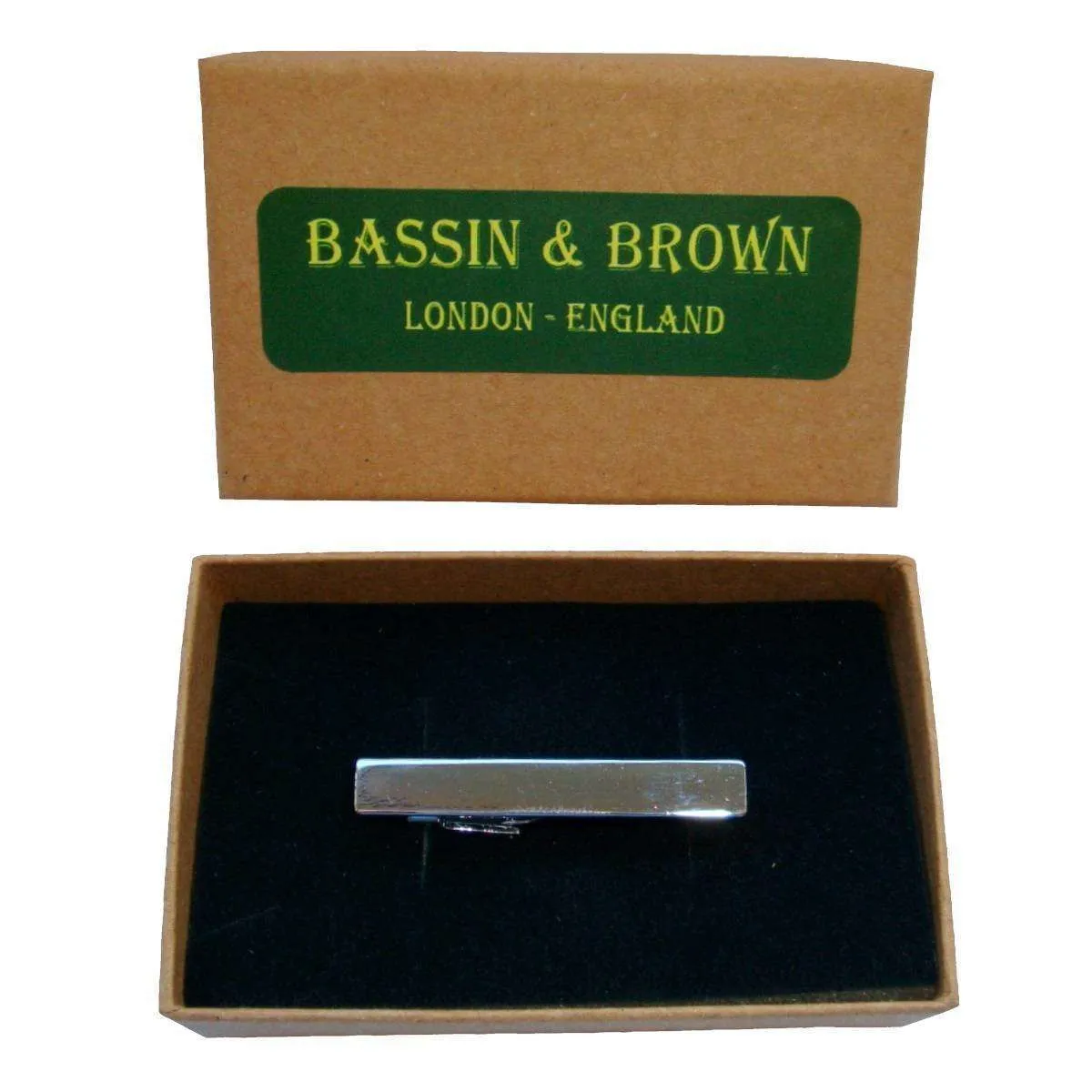 Bassin and Brown Plain Tie Bar - Silver