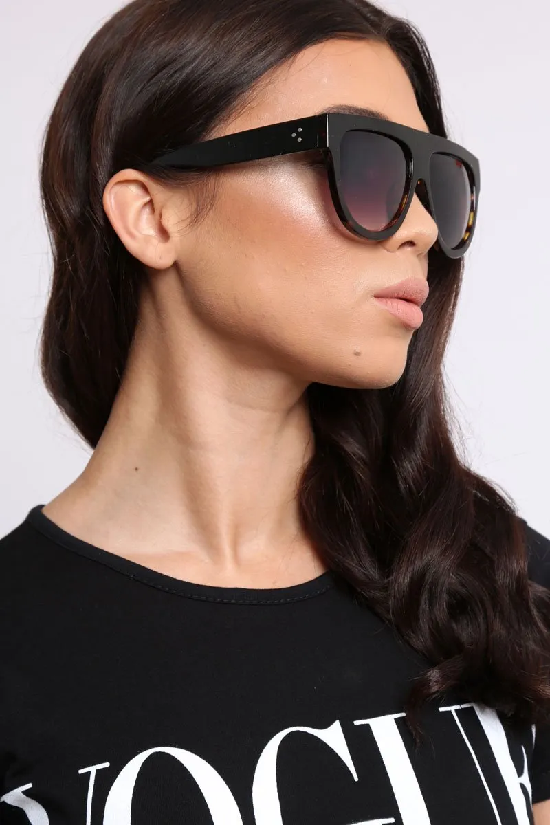 Black Fade Square Oversized Sunglasses- Macy