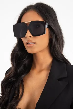 Black Oversized Square Frame Sunglasses - Valeri