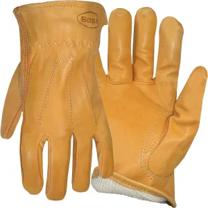 Boss 6133J Gloves, XL, Keystone Thumb, Open, Shirred Elastic Back Cuff, Cowhide Leather, Gold :PR: QUANTITY: 1