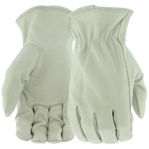 Boss B83071-L Gloves, Men's, L, 8 to 8-3/8 in L, Keystone Thumb, Elastic Cuff, Pigskin Leather, White :PR: QUANTITY: 1