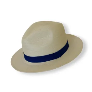 Boys Fedora Panama Hat - Navy Blue Band