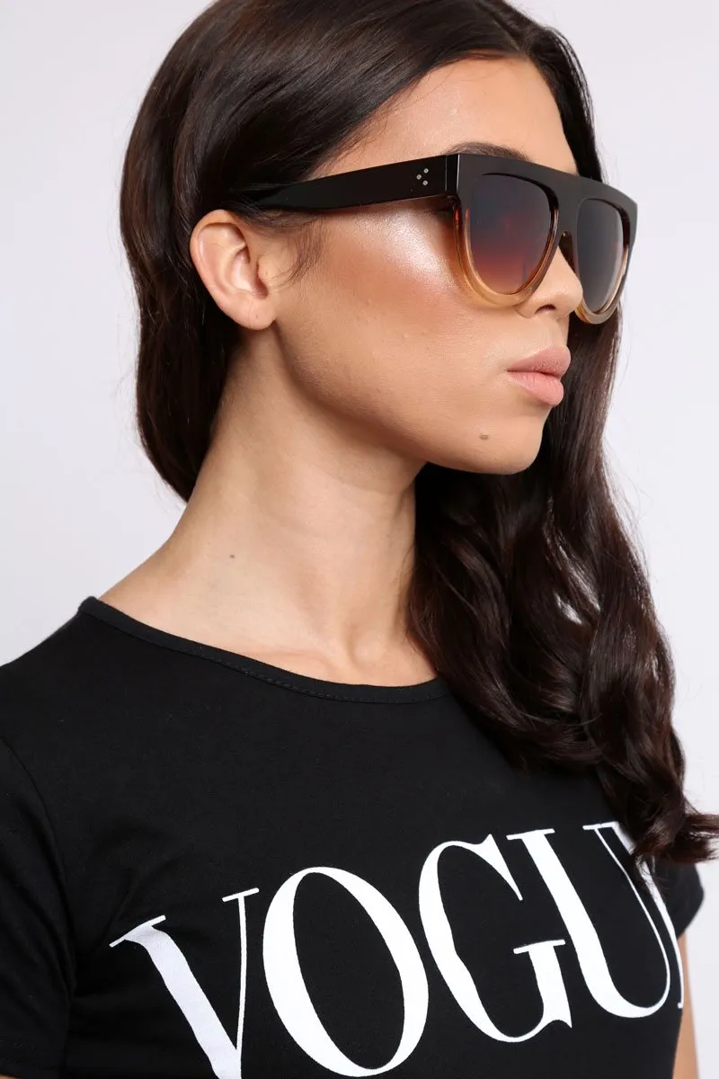 Brown Fade Square Oversized Sunglasses- Macy