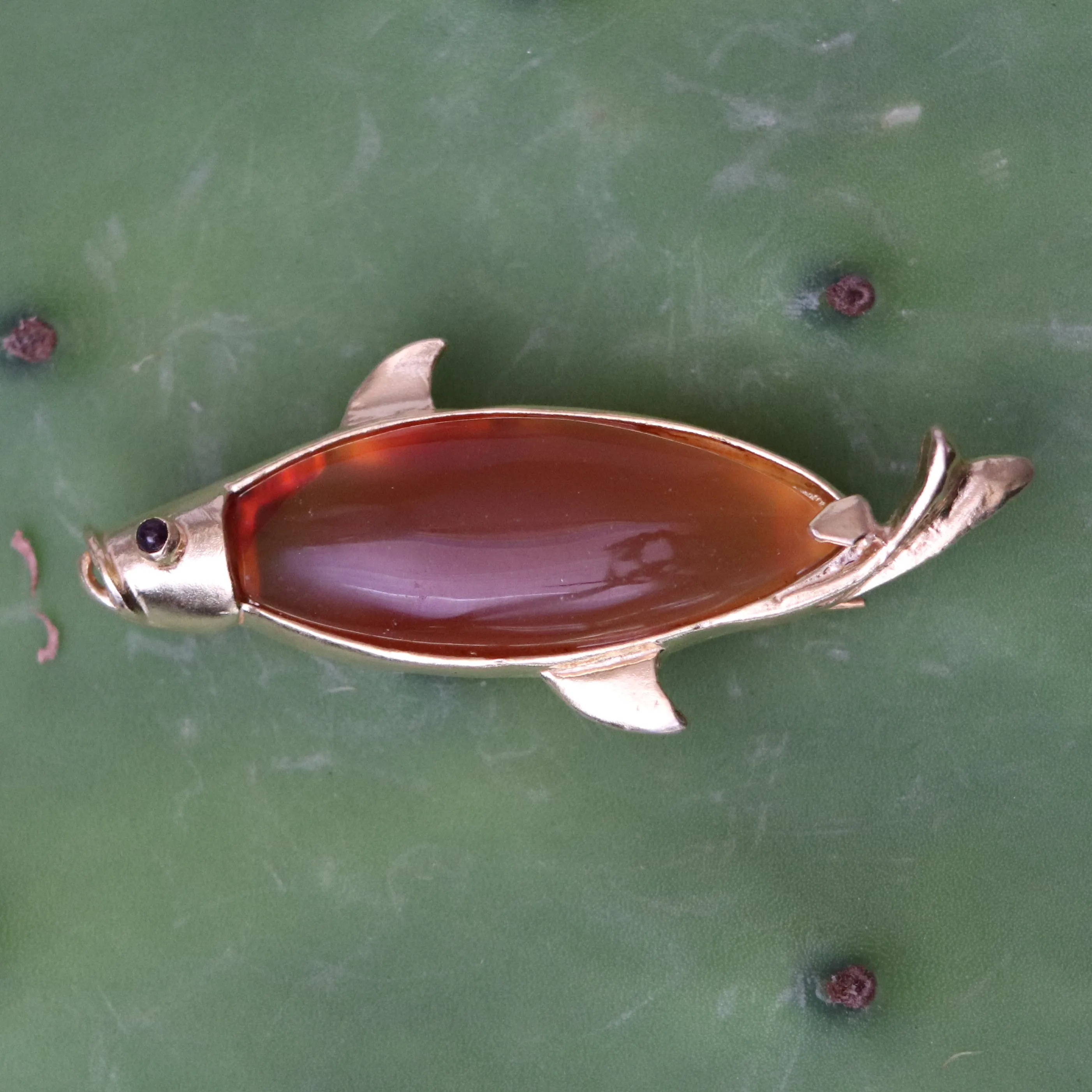 Carnelian and Garnet Fish Brooch