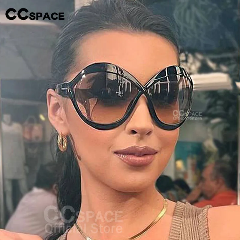 CCspace Women's Full Rim Oversized Oval Acetate Frame Sunglasses 53873