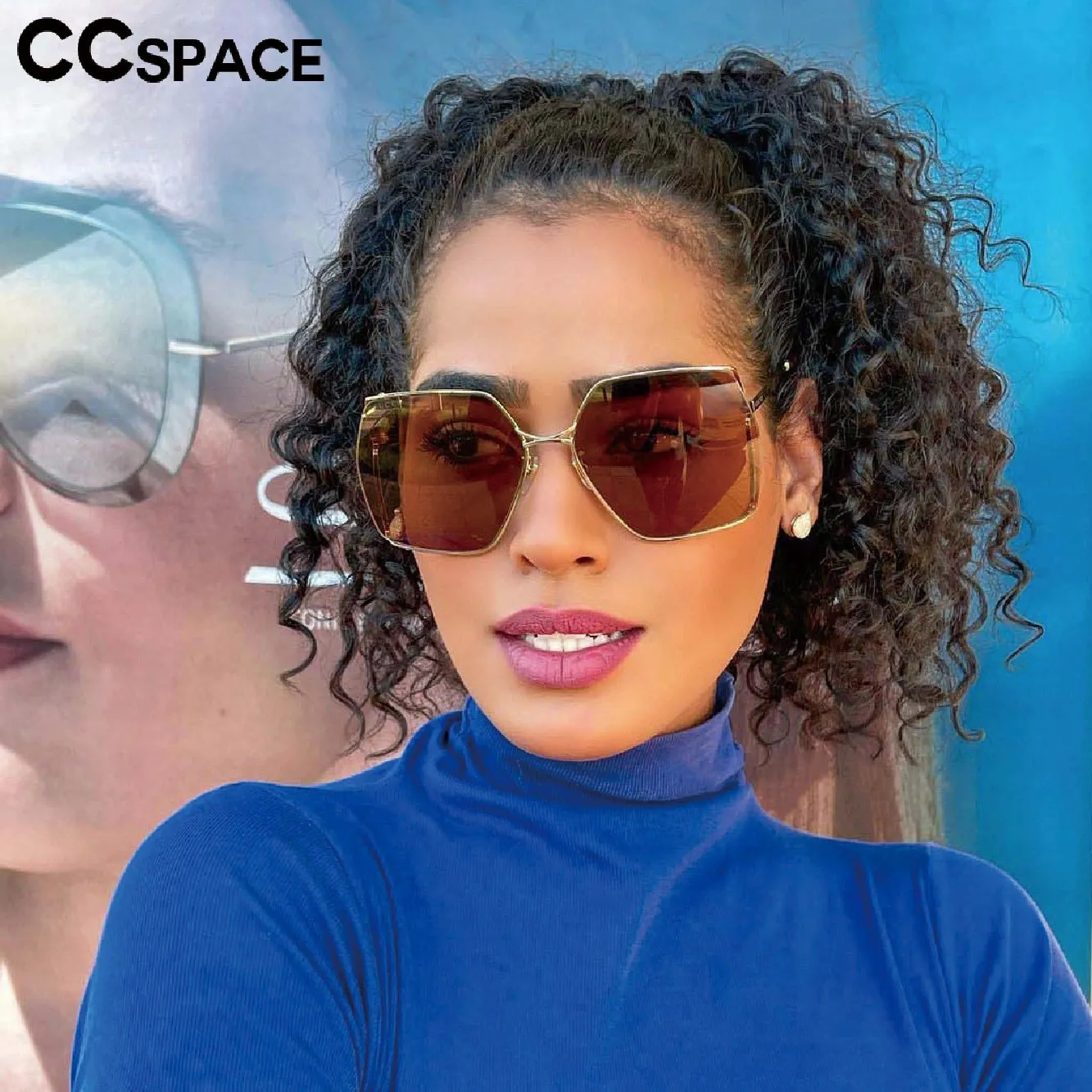 CCspace Women's Semi Rim Oversized Square Alloy Frame Sunglasses 53566