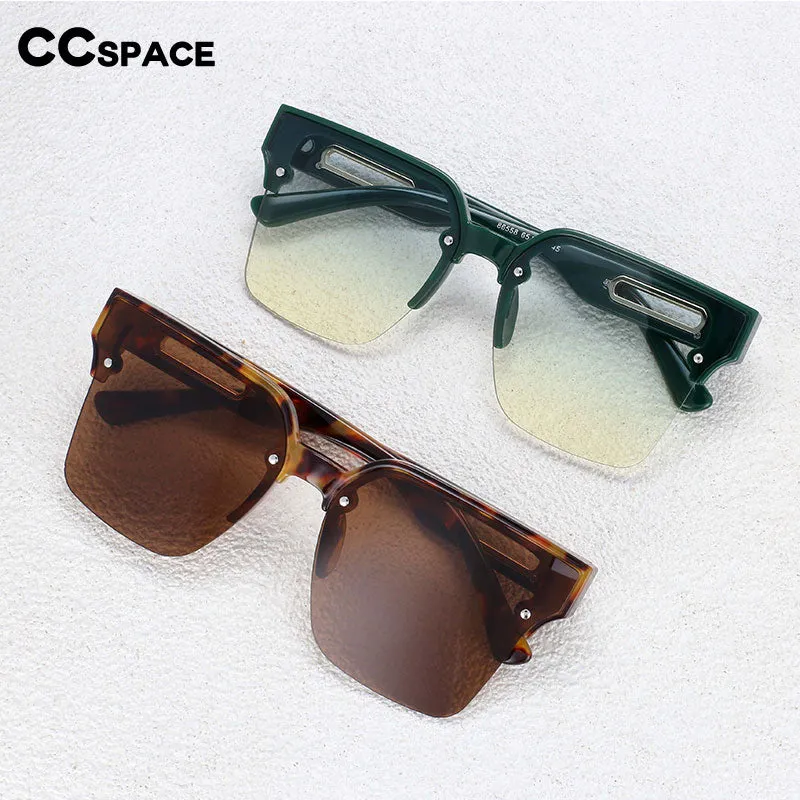 CCspace Women's Semi Rim Oversized Square Cat Eye Resin Frame Sunglasses 54201