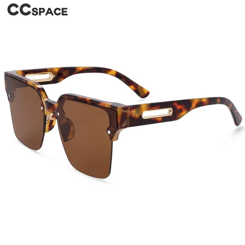 CCspace Women's Semi Rim Oversized Square Cat Eye Resin Frame Sunglasses 54201