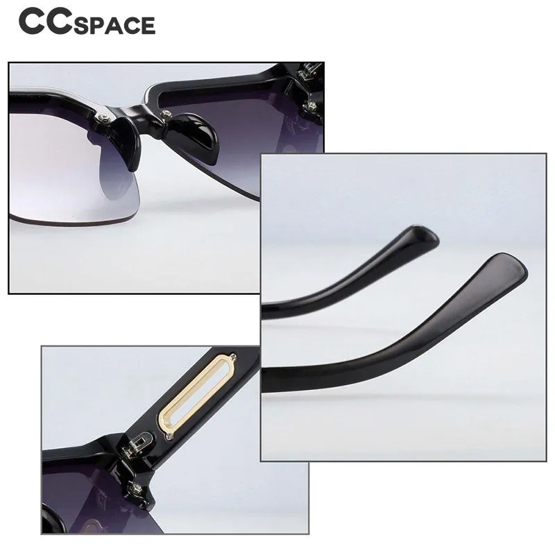 CCspace Women's Semi Rim Oversized Square Cat Eye Resin Frame Sunglasses 54201