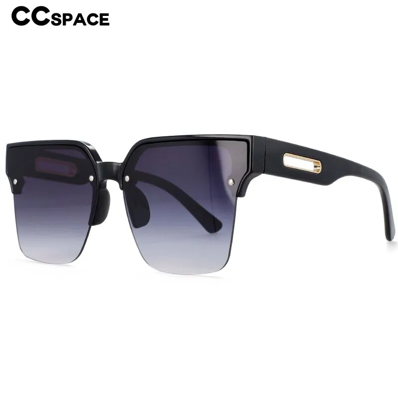 CCspace Women's Semi Rim Oversized Square Cat Eye Resin Frame Sunglasses 54201