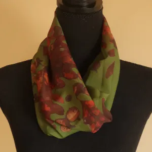 Chiffon Scarf - Acorns and Leaves (Two color choices)