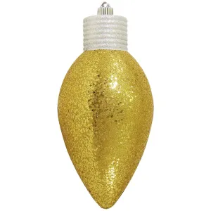 Christmas By Krebs 12" (300mm) Ornament, Commercial Grade Indoor, Outdoor Shatterproof Plastic Water Resistant Lightbulb Ornament (Gold Glitz)