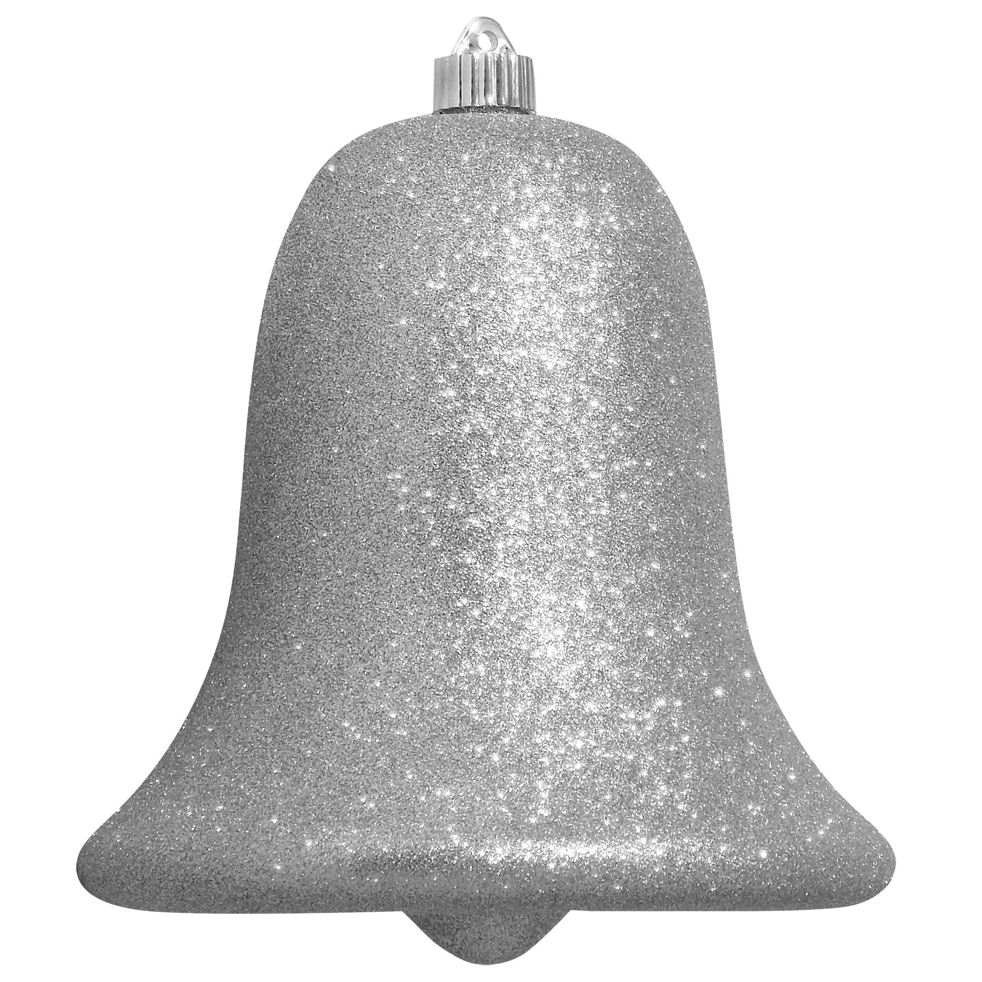 Christmas By Krebs 9" (230mm) Ornament, Commercial Grade Indoor Outdoor Shatterproof Plastic Water Resistant Bell Ornament (Silver Glitter)