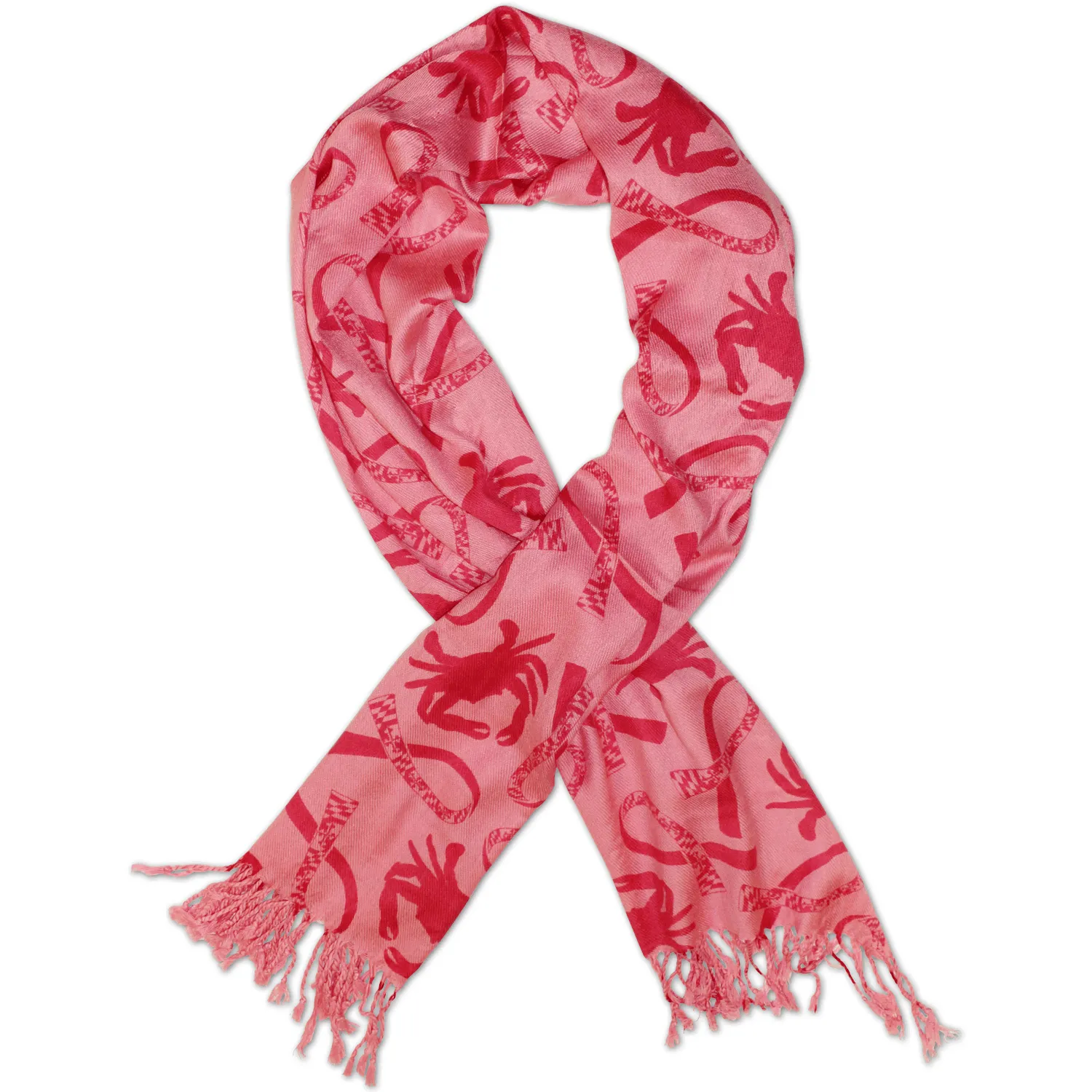 Crab and Maryland Flag Ribbon (Pink) / Scarf